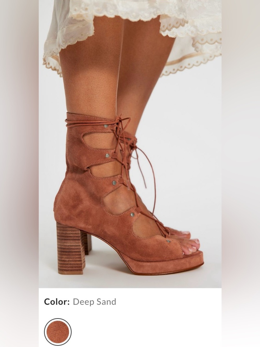 Free People Collection ~ Markie Lace-Up Platforms ~ Deep Sand ~ SZ- 9 ~ NWT*** - Picture 2 of 15